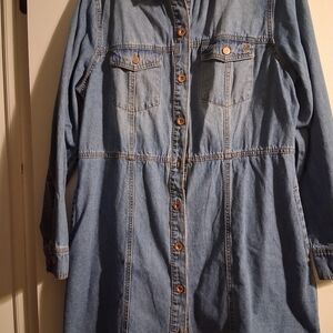 Frye Blue Denim Mini Dress Button Down